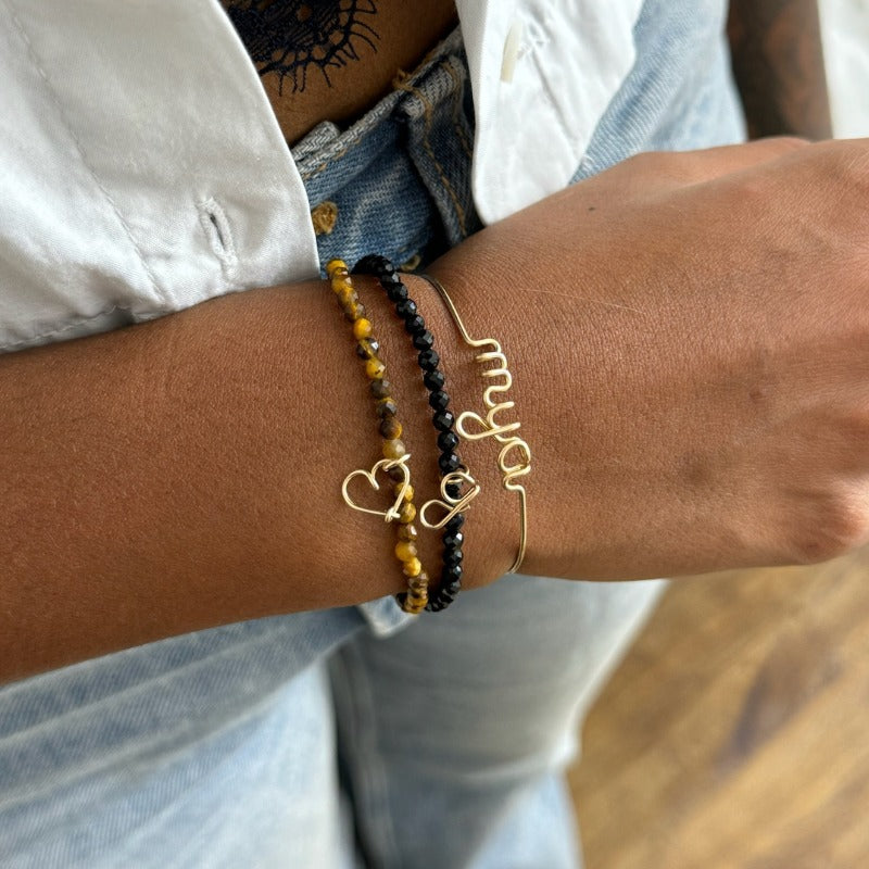 Elastic bracelet with stones and heart