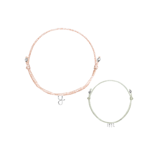 Bracelet cordon initiale pack adulte + enfant