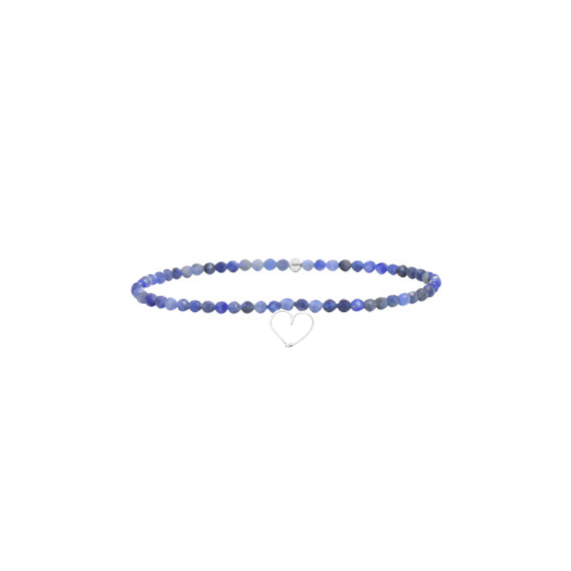 Bracelet élastique pierres, cœur