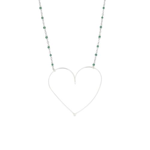 
                      
                        Collier "moyen coeur" chainette avec perles 
                      
                    